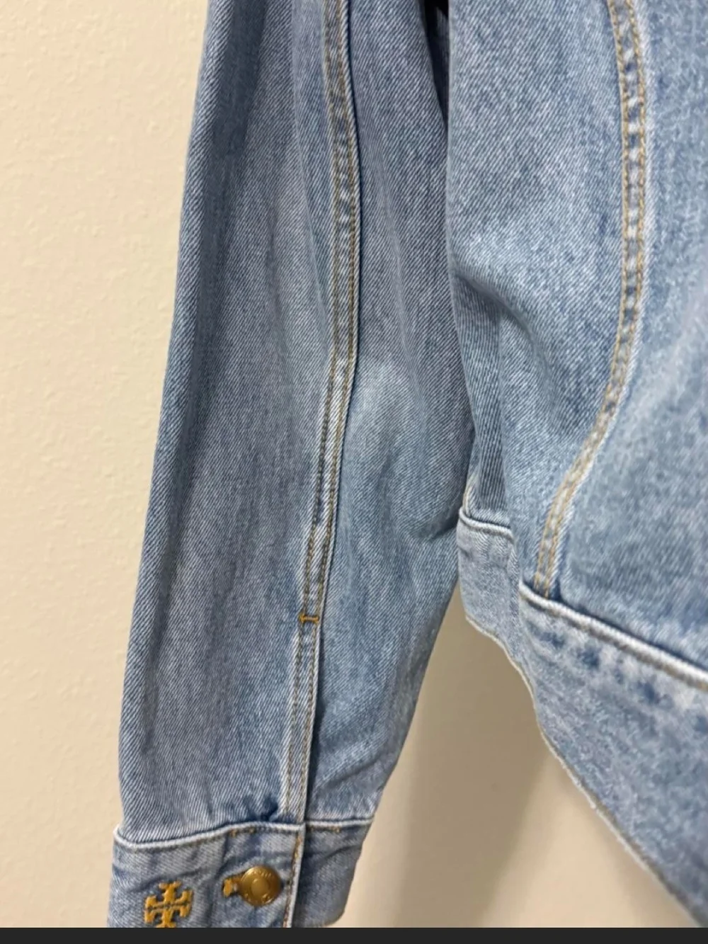 NWT! Tory Burch Light Wash Denim Overalls in Pale Blue with Gold Hardware